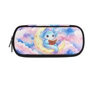 Kuiaobaty Astuccio per bambini con tasche interne per penne, astuccio resistente per bambini con doppia cerniera, Axolotl Luna, One Size, Animale