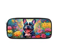 Kuiaobaty Astuccio per bambini per la scuola, per la scuola, per cancelleria, per ragazzi e ragazze, Fiori Bulldog Francese, Zaino per la scuola