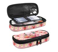 Kuiaobaty Astuccio per matite da ragazza con scomparto per penne integrato, grande capacità, resistente borsa per riporre articoli scolastici per bambini, Carino Axolotl Fragola Margherita, One Size
