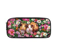 Kuiaobaty Astuccio per matite, grande capacità, con cerniera, portapenne, materiale scolastico, organizer, Porcellini d'India Fiori di campo, Zaino per la scuola