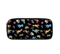 Kuiaobaty Astuccio per matite, grande capacità, con cerniera, portapenne, materiale scolastico, organizer, Dino colorato, Zaino per la scuola