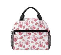 Kuiaobaty Axolotl, borsa termica per il pranzo a forma di ciambella, con tracolla, per ragazze, per la scuola, per bambini dagli 8 ai 10 anni, a prova di perdite, per campeggio, viaggi, picnic