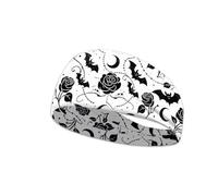 Kuiaobaty Bandana con pipistrelli e rose, per donne e uomini, con stampa di pipistrelli, stile gotico, per fitness, allenamento, fasce antiscivolo