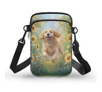 Kuiaobaty Borsa a tracolla con serpente per telefono da donna Axolotl borsa a tracolla con teschio borsa portatile borsa portachiavi, Golden Retriever, Taglia unica