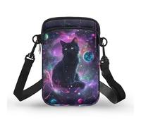 Kuiaobaty Borsa a tracolla con serpente per telefono da donna Axolotl borsa a tracolla con teschio borsa portatile borsa portachiavi, Stampa Gatto Galaxy, Taglia unica