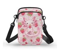 Kuiaobaty Borsa a tracolla con serpente per telefono da donna Axolotl borsa a tracolla con teschio borsa portatile borsa portachiavi, Axolotl Fragola, Taglia unica