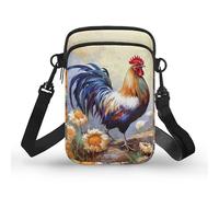 Kuiaobaty Borsa a tracolla con serpente per telefono da donna Axolotl borsa a tracolla con teschio borsa portatile borsa portachiavi, Stampa Gallo, Taglia unica