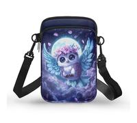 Kuiaobaty Borsa a tracolla con serpente per telefono da donna Axolotl borsa a tracolla con teschio borsa portatile borsa portachiavi, Piuma di gufo, Taglia unica