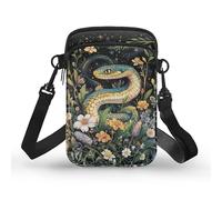 Kuiaobaty Borsa a tracolla con serpente per telefono da donna Axolotl borsa a tracolla con teschio borsa portatile borsa portachiavi, Serpente floreale, Taglia unica