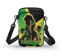 Kuiaobaty Borsa a tracolla con teschio per telefono da donna borsa a tracolla borsa a tracolla borsa portatile con farfalla borsa portachiavi, Ragazza Bandiera Giamaicana, Taglia unica
