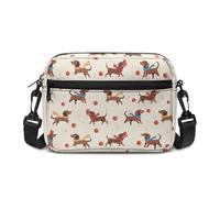 Kuiaobaty Borsa a tracolla da donna con tasche con zip, teschio floreale con cerniera per fotocamera borsa a tracolla per shopping da donna uso quotidiano, Mele per cani bassotto, Taglia unica