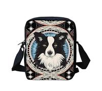 Kuiaobaty Borsa a tracolla da donna con tracolla larga regolabile, borsa a tracolla con stampa etnica, cani, coniglio, con doppio strato, Novità Border Collie