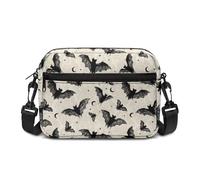 Kuiaobaty Borsa a tracolla da donna multi tasca, gotico con teschio di corvo, borsa a tracolla per cellulare, antifurto, Bat Moon Damasco, Taglia unica
