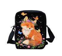 Kuiaobaty Borsa a tracolla da donna, piccola borsa messenger per la scuola, con tracolla regolabile, piccola borsa a tracolla da donna, Volpe farfalla fiore