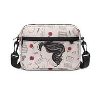 Kuiaobaty Borsa a tracolla da donna, stile boho, con pavone, borsa messenger per sport, escursionismo, viaggi, shopping, uso quotidiano, lavoro, Sketch Lady Book Lover, Taglia unica