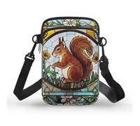 Kuiaobaty Borsa a tracolla per telefono con cerniera, borse messenger per donne, vetrate colorate, piccola borsa a tracolla per telefono, Scoiattolo, Taglia unica