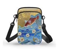 Kuiaobaty Borsa a tracolla per telefono con cerniera, borse messenger per donne, vetrate colorate, piccola borsa a tracolla per telefono, Pesce Koi Giapponese, Taglia unica