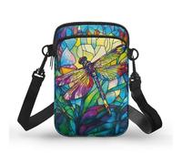 Kuiaobaty Borsa a tracolla per telefono con cerniera, borse messenger per donne, vetrate colorate, piccola borsa a tracolla per telefono, Libellula, Taglia unica
