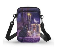 Kuiaobaty Borsa a tracolla per telefono libri tema cerniera cellulare borsa a tracolla mini borse a tracolla con cerniera, Libri Witchy Cat, Taglia unica