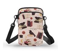 Kuiaobaty Borsa a tracolla per telefono libri tema cerniera cellulare borsa a tracolla mini borse a tracolla con cerniera, Corvo saggio, Taglia unica