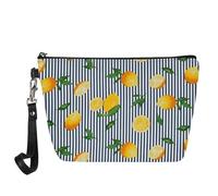 Kuiaobaty Borsa cosmetica da donna, borsa da toilette da viaggio, borsa da bagno per donna, in pelle, borsa per trucchi e portamonete, Limone, Organizer per borse