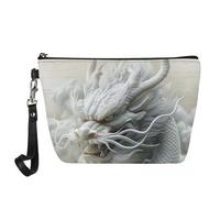 Kuiaobaty Borsa cosmetica da donna borsa da viaggio organizer in pelle borsa da toilette per cosmetici per borsa beauty bag, Drago Bianco, Organizer per borse
