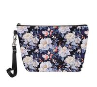 Kuiaobaty Borsa cosmetica da donna borsa da viaggio organizer in pelle borsa da toilette per cosmetici per borsa beauty bag, Peonia bianca., Organizer per borse