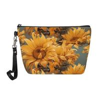 Kuiaobaty Borsa cosmetica da donna borsa da viaggio organizer in pelle borsa da toilette per cosmetici per borsa beauty bag, Girasoli gialli, Organizer per borse