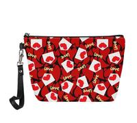 Kuiaobaty Borsa cosmetica da donna in pelle borsa per trucco da ragazza borsa da viaggio portatile borsa da toilette borsa da toilette borsa di bellezza casual, Motivo a cuori., Organizer per borse