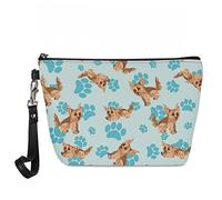 Kuiaobaty Borsa cosmetica da viaggio per cosmetici da donna Borsa da bagno per borsa da trucco in pelle da donna, Yorkshire Terrier Blu