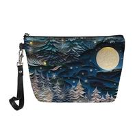 Kuiaobaty Borsa cosmetica per le donne Borsa per il trucco per borsa da viaggio Borsa da viaggio Borsa da toilette Borsa da toilette Borsa da bellezza per ragazze, Paper Art Forest Night, Organizer