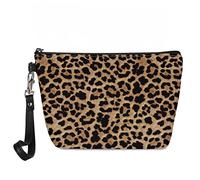 Kuiaobaty Borsa da trucco da donna in pelle borsa da bagno borsa da viaggio da donna borsa cosmetica borsa cosmetica borsa alla moda beauty bag, Stampa leopardata