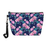 Kuiaobaty Borsa organizer portatile per cosmetici, per ragazze, con cerniera, in pelle PU, per shopping, viaggi, Peonia rosa., Organizer per borse