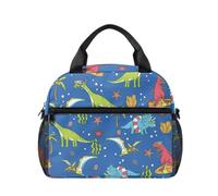 Kuiaobaty Borsa per il pranzo con dinosauri per bambini all'asilo, borsa per il pranzo a tracolla con cinghie stampa all-over borse termiche per ragazzi, regali per il ritorno a scuola