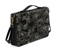 Kuiaobaty Borsa per il trasporto di libri di grandi dimensioni con manico e motivo floreale con rose, linee artistiche astratte, in pelle PU, con tracolla