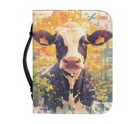 Kuiaobaty Borsa per la Bibbia con stampa di mucca ad acquerello, con cerniera, con manico, per bibbia di dimensioni standard, regalo perfetto per ragazze, donne, madri e bambini