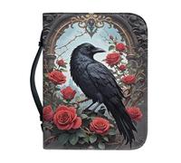 Kuiaobaty Borsa per libri con manico e rosa corvo, da donna, in pelle sintetica, stile gotico, 22,9 x 15,2 cm, per libri biblici, in pelle PU, L