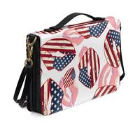 Kuiaobaty Borsa portaoggetti con stampa di labbra romantiche, con tasche per penna e telefono, bandiera americana, bibbia, custodia protettiva per libri da chiesa, per donne e uomini