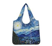 Kuiaobaty Borsa shopper riutilizzabile pieghevole in un sacchetto grande borsa della spesa per la famiglia borsa da viaggio, Notte stellata Pittura Arte, Large