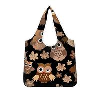 Kuiaobaty Borsa shopper riutilizzabile pieghevole in un sacchetto grande borsa della spesa per la famiglia borsa da viaggio, Fiori di gufo uccelli, Large