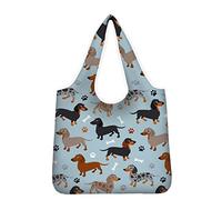 Kuiaobaty Borsa shopper riutilizzabile pieghevole in un sacchetto grande borsa della spesa per la famiglia borsa da viaggio, Zampe di cane bassotto, Large