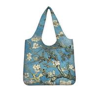 Kuiaobaty Borsa shopper riutilizzabile pieghevole in un sacchetto grande borsa della spesa per la famiglia borsa da viaggio, Van Gogh Art Mandorlo in fiore, Large