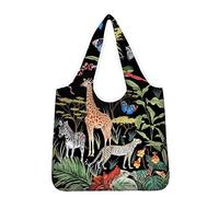 Kuiaobaty Borsa shopper riutilizzabile pieghevole in un sacchetto grande borsa della spesa per la famiglia borsa da viaggio, Animali della giungla, Large