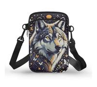 Kuiaobaty Borse a tracolla per telefono cellulare con chiusura lampo dei teschi, mini borse della borsa della spalla della stampa della libellula sopra le borse della borsa della spalla, Lupo floreale