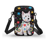 Kuiaobaty Borse a tracolla per telefono cellulare con chiusura lampo dei teschi, mini borse della borsa della spalla della stampa della libellula sopra le borse della borsa della spalla, Stelle Westie
