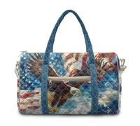 Kuiaobaty Borsone da viaggio da donna, in cotone, trapuntato, con manica, pieghevole, per la notte, Bandiera dell'aquila americana., taglia unica, Borsone da viaggio