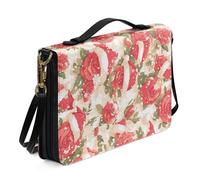 Kuiaobaty Cappello di Babbo Natale floreale rosa copertura bibbia in pelle PU con tracolla, fiocchi di neve di Natale libro organizzatore borsa preghiera Bibbia Protector per le donne