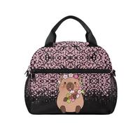 Kuiaobaty Cherry Blooms Capybara - Borsa termica per il pranzo per bambine di 8-10 anni, con cinghie regolabili, riutilizzabile, per viaggi, scuola, campeggio