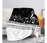 Kuiaobaty Coperta calda per pianoforte con note musicali e note musicali in morbido pile, idea regalo per gli amanti della musica, adulti o bambini, copriletto singolo