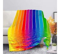 Kuiaobaty Coperta in pile color arcobaleno, morbida e calda, in microfibra, per letto, divano, divano, biancheria da letto con sfumature colorate, taglia S/L